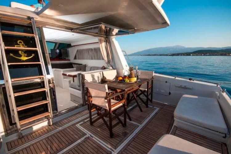 yacht rental, yacht deck, Mykonos yacht rental