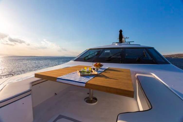 super yacht deck, luxury yacht deck, luxury yacht charter Mykonos