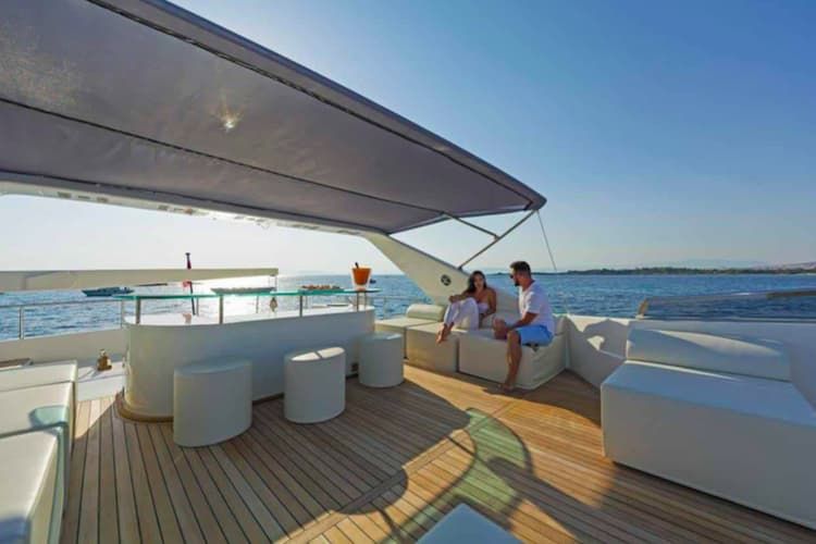 superyacht deck, luxury yacht deck, Mykonos yachting, relaxing