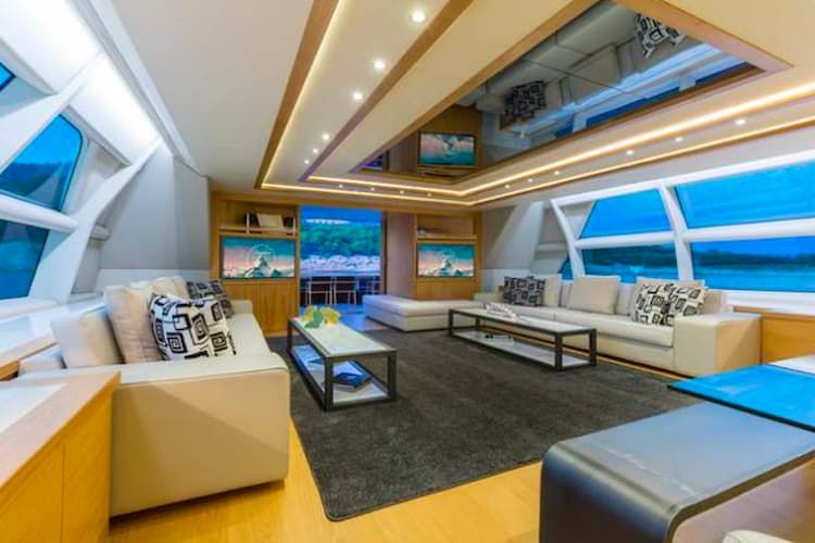 super yacht salon, super yacht charter Mykonos, luxury living
