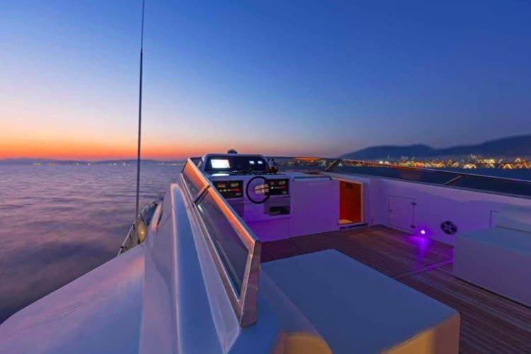 sunset cruise Mykonos, luxury cruising, superyacht deck