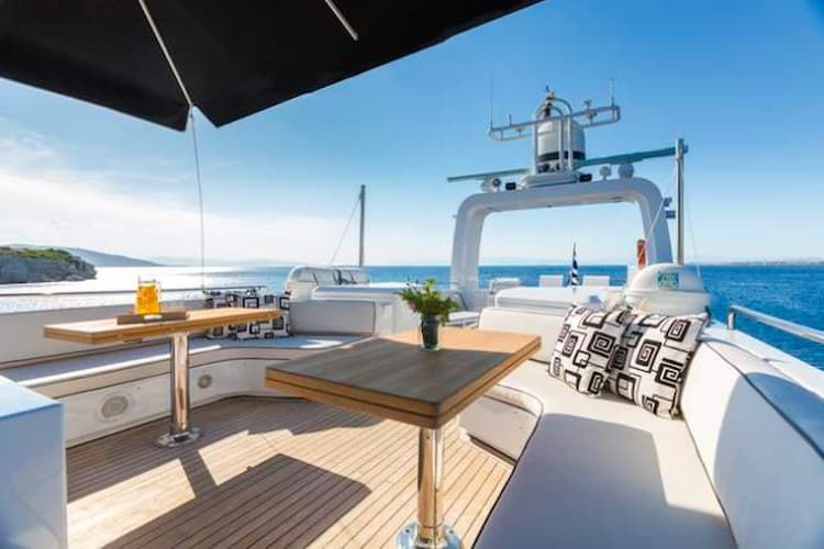 super yacht Mykonos, upper superyacht deck, luxury yacht deck