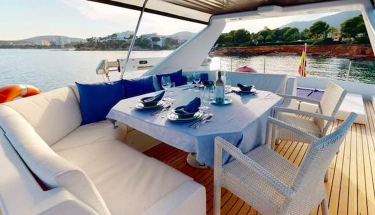 day yacht charter Mykonos, upper yacht deck
